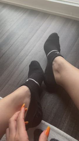 Taking off my gym socks for you