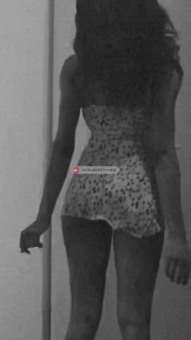 ass clapping dress ebony petite skirt slow motion teen upskirt gif