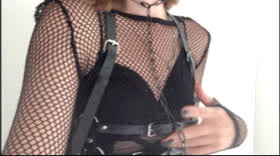 Bondage Fishnet Goth Leash OnlyFans Skinny Small Tits Teen gif