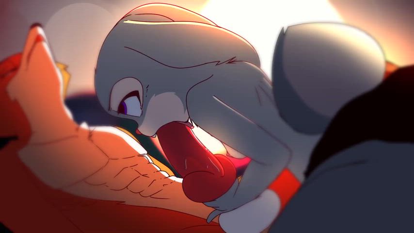 animation blowjob bunny deepthroat fellatio furries furry knot parody police gif