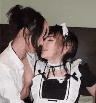handjob kissing maid gif