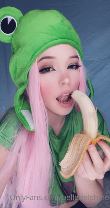 Belle Delphine Blowjob Dildo Spit gif