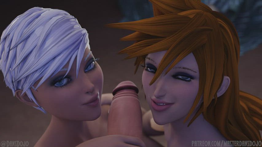 Riku &amp; Sora's Moms share a cock. Models based on 0Lightsource's drawings.