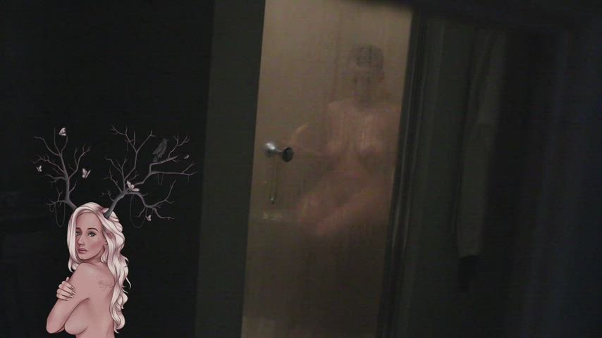 auroraxoxo bathroom big tits dildo kingauratv masturbating saggy tits voyeur gif