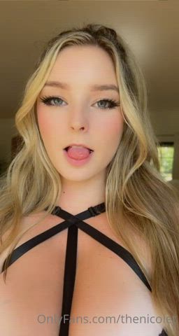 blonde boobs teasing gif