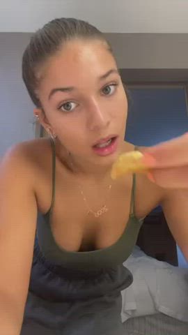 braless cleavage cute teen tiktok gif