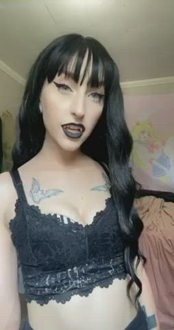Domme Drooling Femdom Findom Goth Humiliation Spit gif