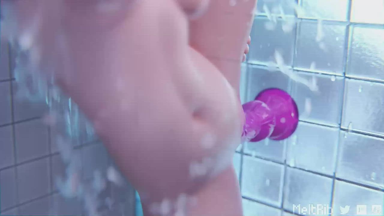 3D Big Tits Dildo Female Huge Dildo Shower Solo gif