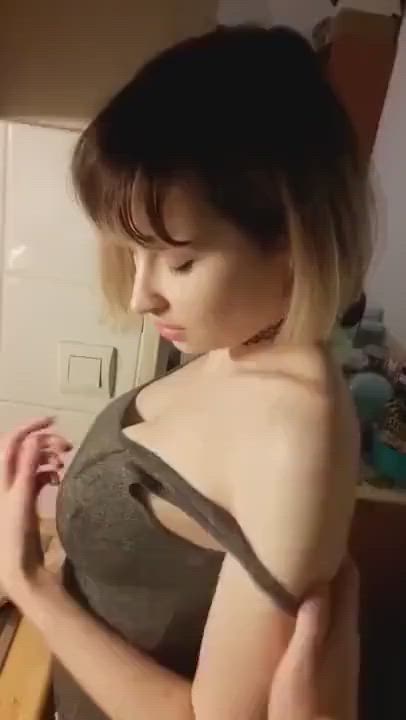 Big Tits Groping Short Hair gif