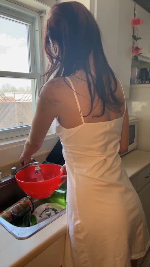 I was cleaning up and I got my beautiful white sundress wet!! 