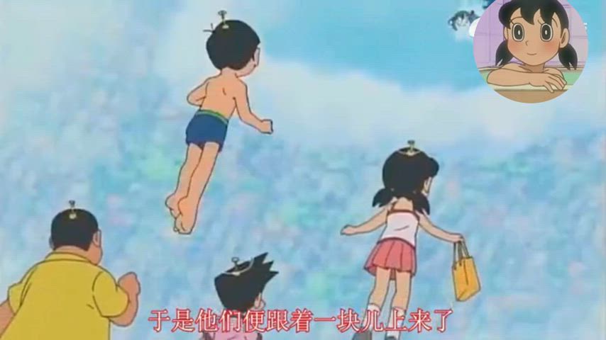 Doraemon and his friends make a pool in clouds!