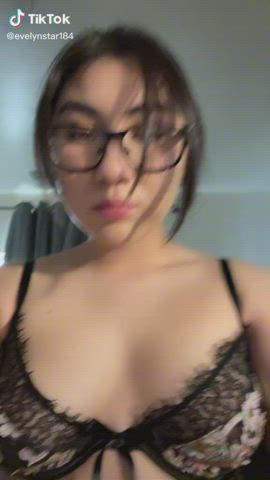 Asian Ass Glasses Shorts Tease TikTok Upskirt gif