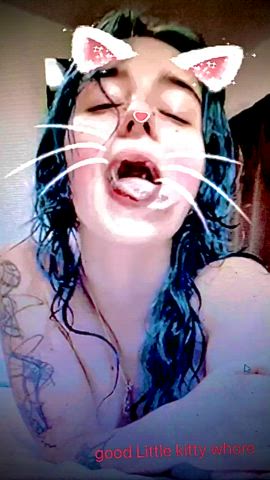 cum in mouth fetish kitty spit gif