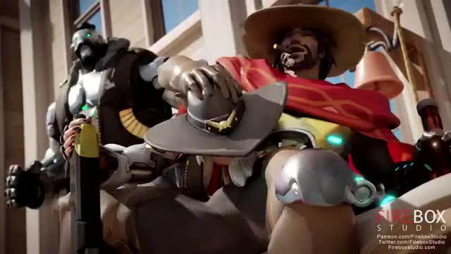 Ashe, McCree, BoB - Cowgirl princess goes Deepthroat (Firebox Studio) [Overwatch]