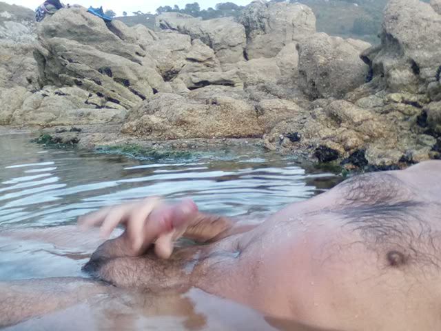 beach erection exhibitionist male masturbation nudist nudity wet gif