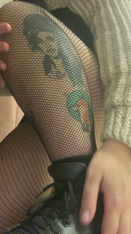 CFNM Domme Fishnet gif