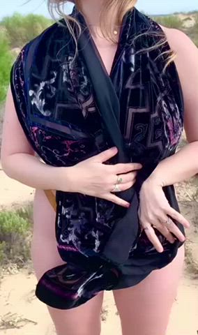 showing off my british tits at the beach