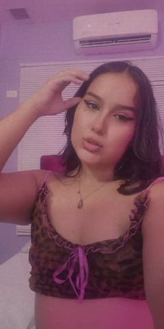 big tits camgirl latina lingerie sensual smile solo teen webcam gif