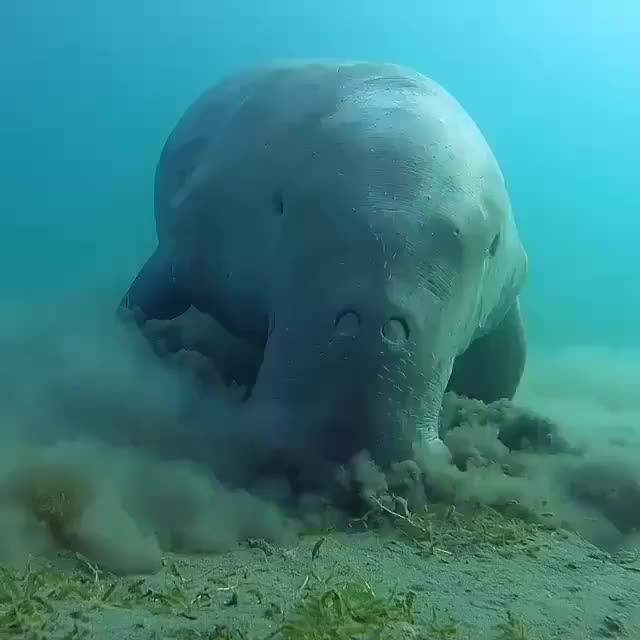 The Dugong, or “Sea Cow”, is a herbivorous marine mammal that is the last representative