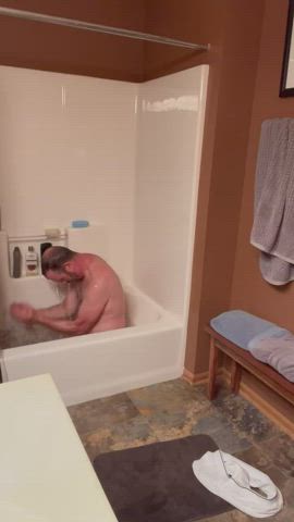 Bathroom Bathtub Cock Daddy Gay Naked Wet gif