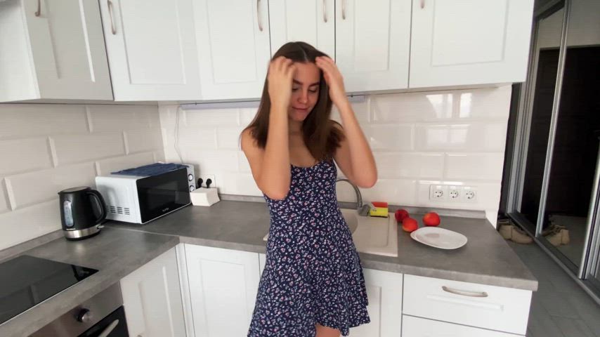 dress kitchen tease teasing gif