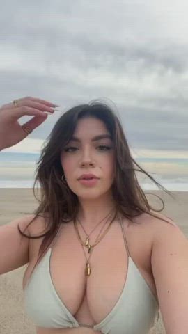 beach big tits busty petite gif