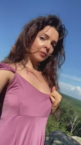 boobs exhibitionist flashing nudity outdoor petite public pussy gif