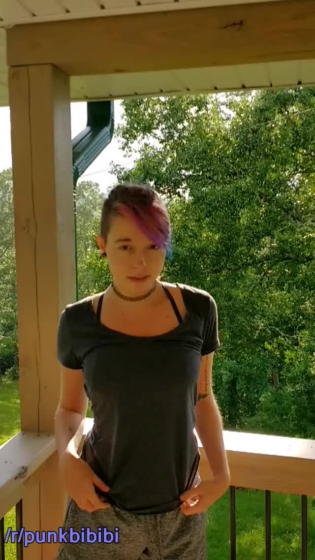 Titty Sprinkles, Flashing while neighbors are outside [GIF]