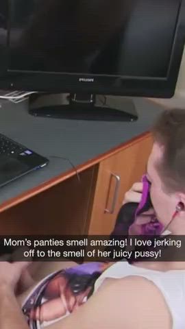 family mom panties sniffing son step-mom step-son gif