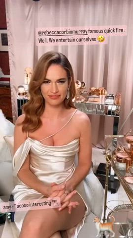 actress celebrity cleavage dirty blonde legs lily james natural tits small tits gif