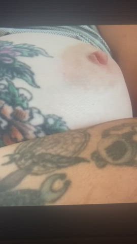 big tits natural tits nipple play nipples tattoo wife boobs gif