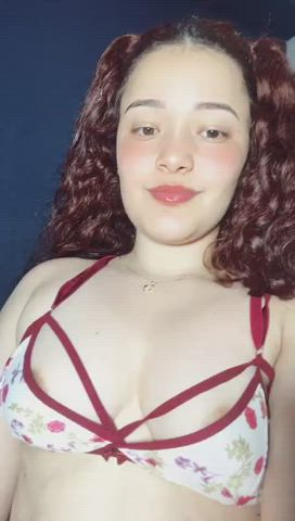 big tits boobs camgirl latina lingerie long hair natural tits tattoo teen gif