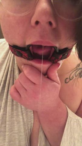 Drooling Gagged Submissive gif