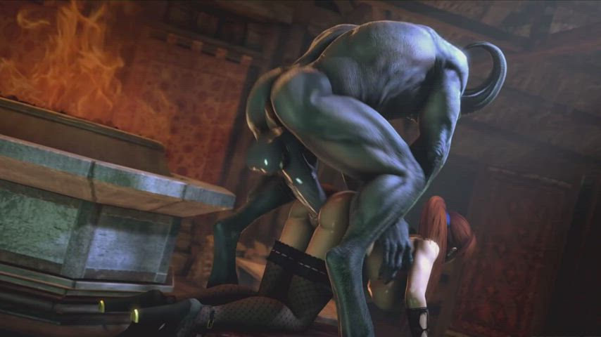 Monster's horsecock fucks horny Kasumi in Ass - Animated anal porn (zomox) [Dead