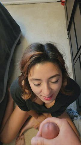 asian cumshot facial pov gif