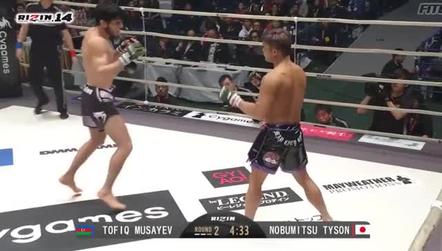 Tofiq Musaev secures the TD on Nobumitsu Tyson (RIZIN 14)