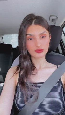 Brunette Car Selfie gif