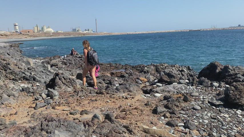 beach flashing milf nude nudist outdoor sex gif