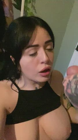 big tits boobs couple cum on tits cumshot cute lydia ghost tits white girl gif