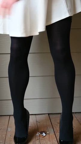 Crossdressing in my heels and lingerie and showing off