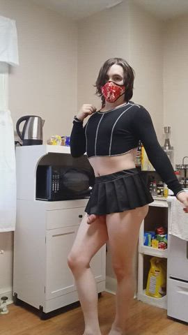 ass femboy penis skirt solo spanking thighs gif