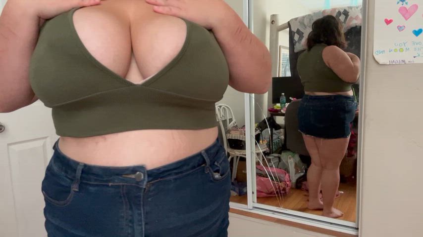 18 years old bbw big tits huge tits stripping thick belly gif