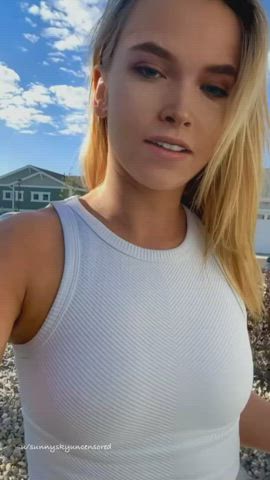 blonde public tank top tiktok r/caughtpublic gif