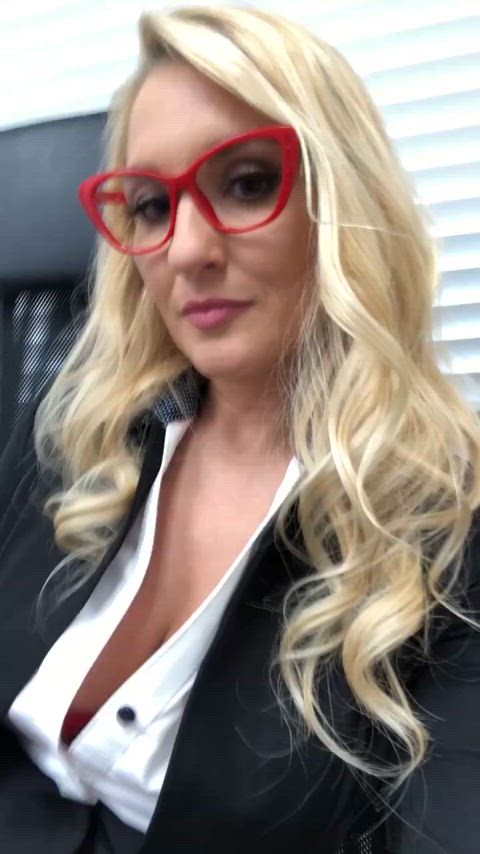 blonde fart fart fetish glasses julia robbie milf office gif