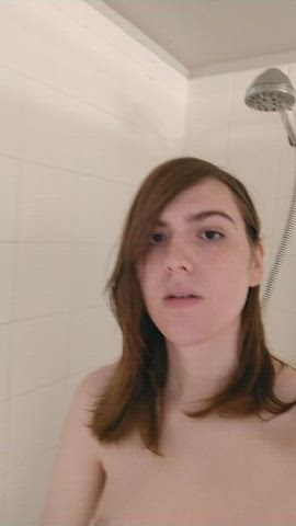 girl dick masturbating shower solo trans woman femboys trans-girls gif