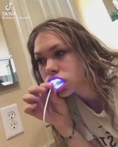 dripping latina lips tease tongue fetish gif