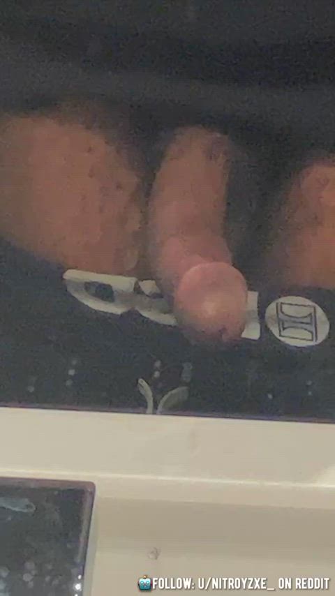 Showing Off My Rock Hard Cock In The Starbucks Public Restroom
