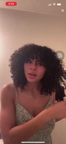 Big Tits Curly Hair Downblouse Nipslip Teen TikTok gif