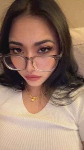 asian big nipples big tits boobs bra glasses gif