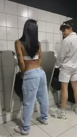 Imagine her next to you in the Mens Room
